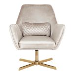Diana Contemporary Gold Metal Champagne Velvet Swivel Lounge Chair 14 Diana Contemporary Gold Metal Champagne Velvet Swivel Lounge Chair