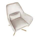 Diana Contemporary Gold Metal Champagne Velvet Swivel Lounge Chair 15 Diana Contemporary Gold Metal Champagne Velvet Swivel Lounge Chair
