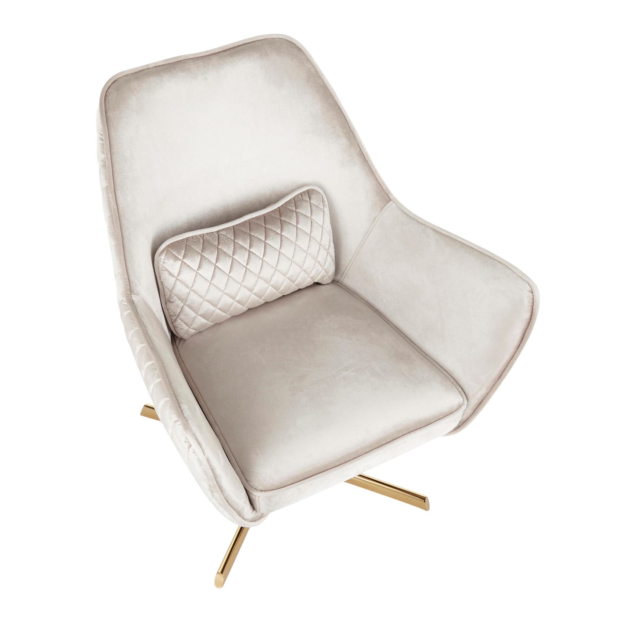 Diana Contemporary Gold Metal Champagne Velvet Swivel Lounge Chair 7 Diana Contemporary Gold Metal Champagne Velvet Swivel Lounge Chair - Image 7