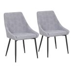 Diana Contemporary Grey Corduroy Black Metal Chairs (Set of 2) 9 Diana Contemporary Grey Corduroy Black Metal Chairs (Set of 2)