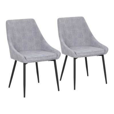 Diana Contemporary Grey Corduroy Black Metal Chairs (Set of 2)