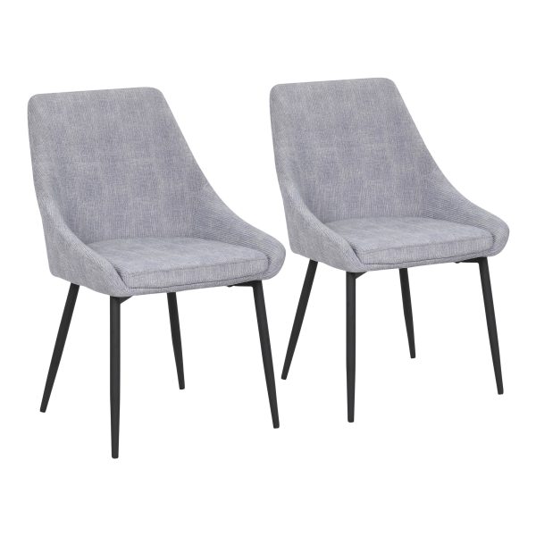 Diana Contemporary Grey Corduroy Black Metal Chairs Set of 2 1
