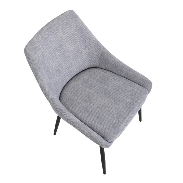 Diana Contemporary Grey Corduroy Black Metal Chairs Set of 2 7