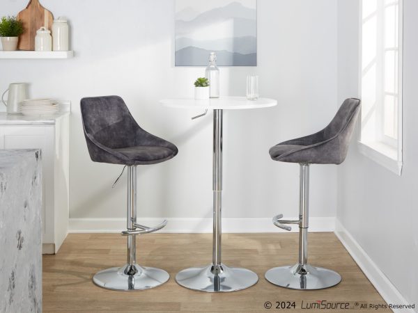 Diana Contemporary Grey Velvet Adjustable Bar Stools Set of 2 3