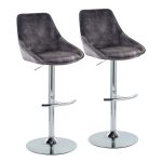 Diana Contemporary Grey Velvet Adjustable Bar Stools (Set of 2) 17 Diana Contemporary Grey Velvet Adjustable Bar Stools (Set of 2)