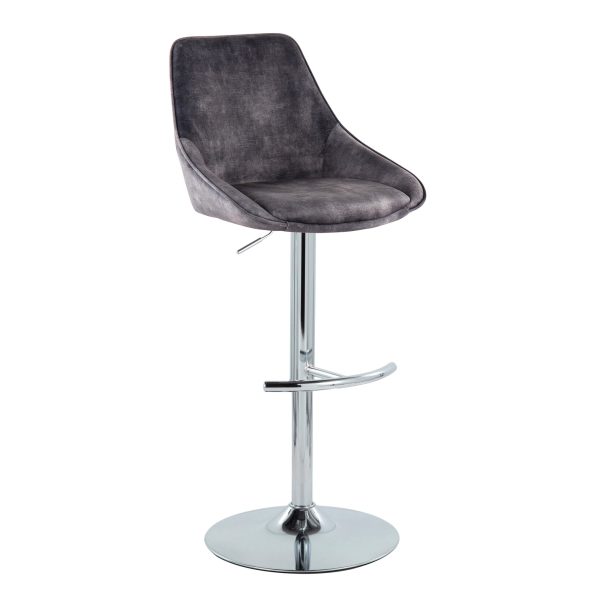 Diana Contemporary Grey Velvet Adjustable Bar Stools Set of 2 5