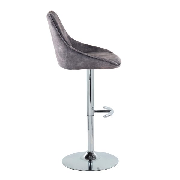 Diana Contemporary Grey Velvet Adjustable Bar Stools Set of 2 6