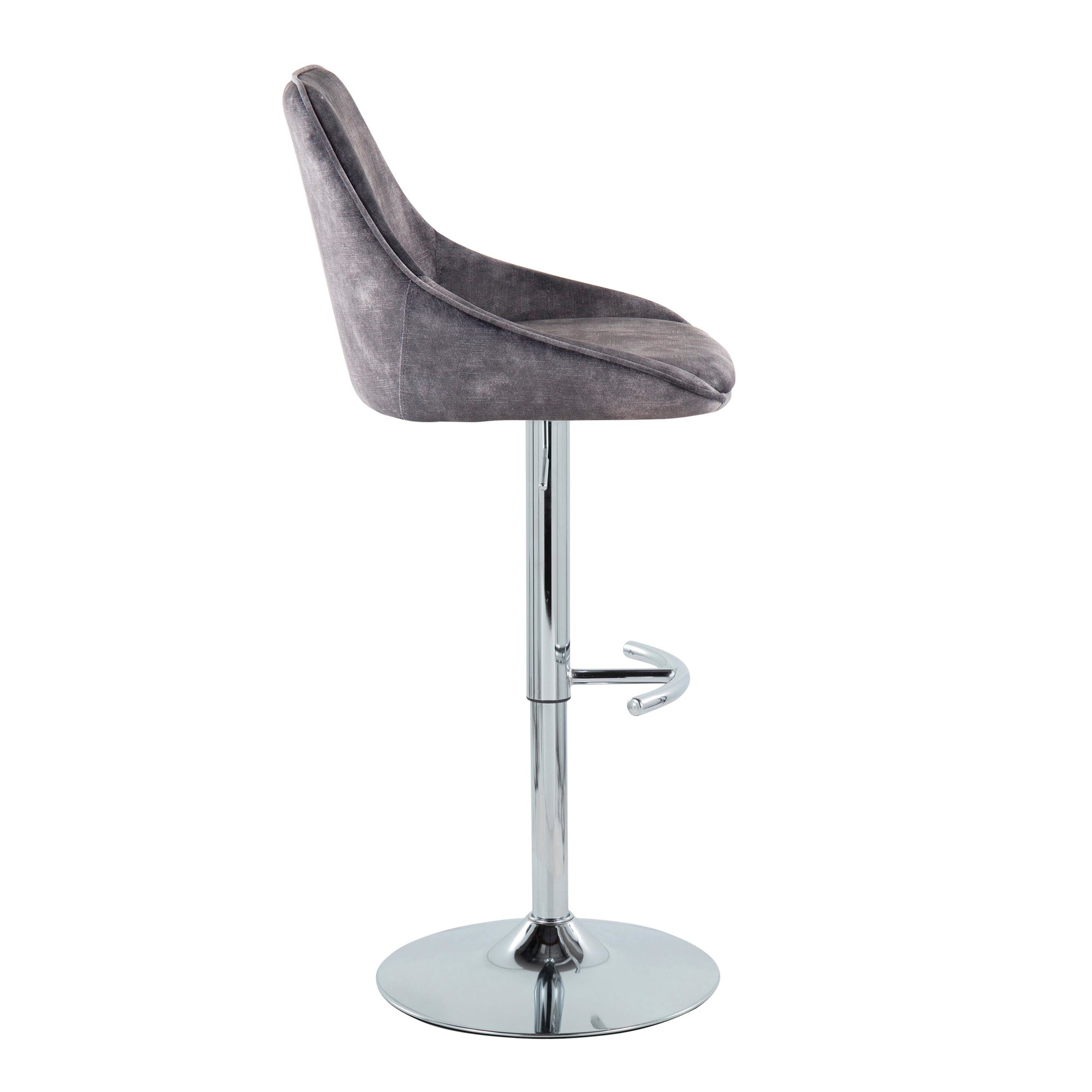 Diana Contemporary Grey Velvet Adjustable Bar Stools (Set of 2) 7 Diana Contemporary Grey Velvet Adjustable Bar Stools (Set of 2) - Image 7