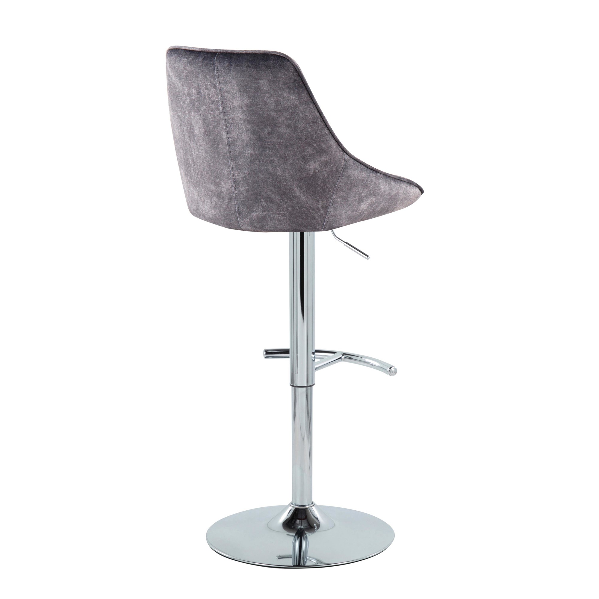 Diana Contemporary Grey Velvet Adjustable Bar Stools (Set of 2) 8 Diana Contemporary Grey Velvet Adjustable Bar Stools (Set of 2) - Image 8