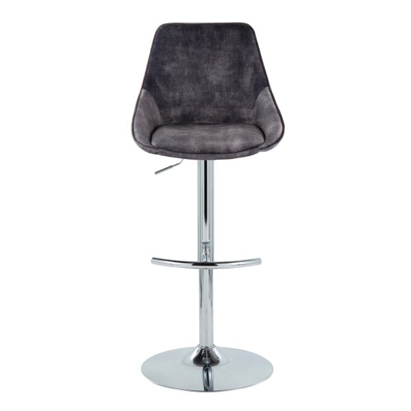 Diana Contemporary Grey Velvet Adjustable Bar Stools Set of 2 9