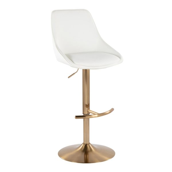 Diana Gold White Contemporary Adjustable Barstool Set of 2 3