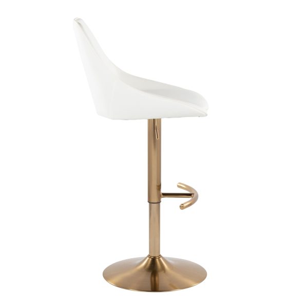 Diana Gold White Contemporary Adjustable Barstool Set of 2 4