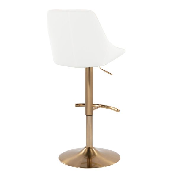 Diana Gold White Contemporary Adjustable Barstool Set of 2 5