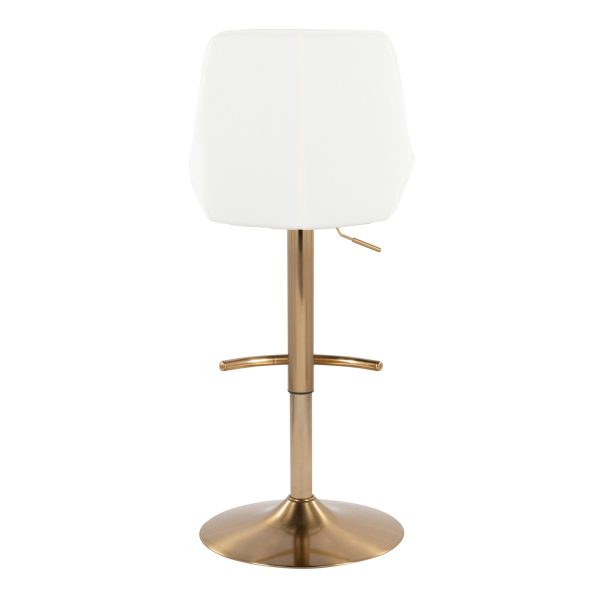 Diana Gold White Contemporary Adjustable Barstool Set of 2 6