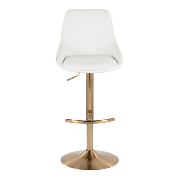 Diana Gold White Contemporary Adjustable Barstool Set of 2 7