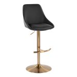 Diana Gold and Black Contemporary Adjustable Barstools (Set of 2) 14 Diana Gold and Black Contemporary Adjustable Barstools (Set of 2)