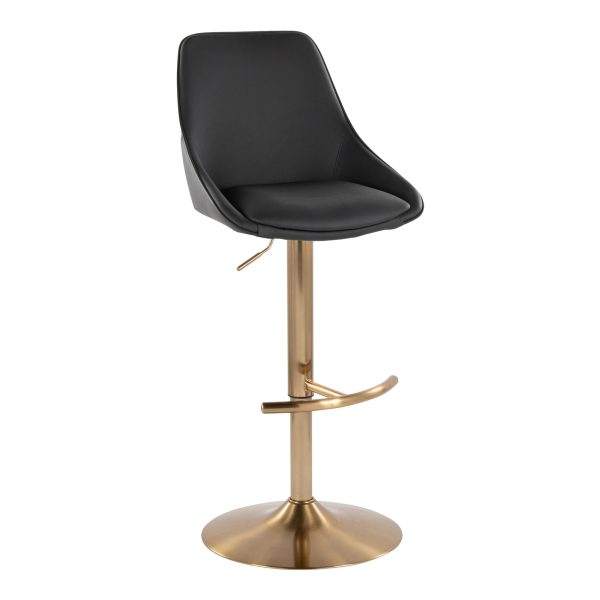 Diana Gold and Black Contemporary Adjustable Barstools Set of 2 3