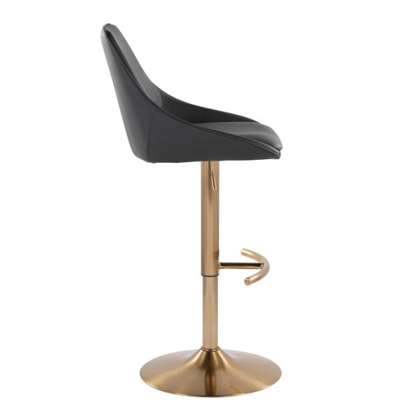 Diana Gold and Black Contemporary Adjustable Barstools Set of 2 4
