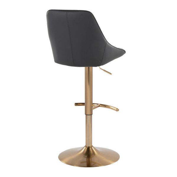 Diana Gold and Black Contemporary Adjustable Barstools Set of 2 5