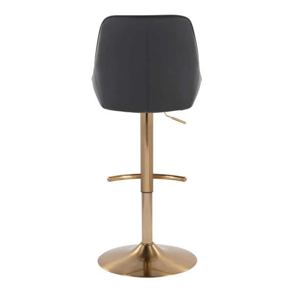 Diana Gold and Black Contemporary Adjustable Barstools Set of 2 6