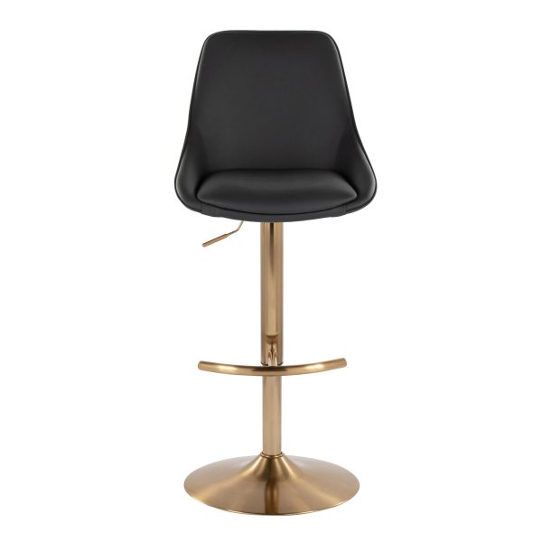 Diana Gold and Black Contemporary Adjustable Barstools Set of 2 7