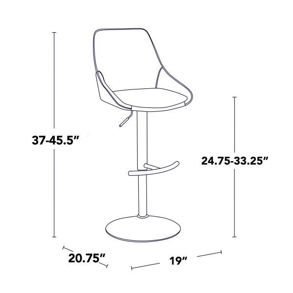 Diana Gold and Black Contemporary Adjustable Barstools Set of 2 8