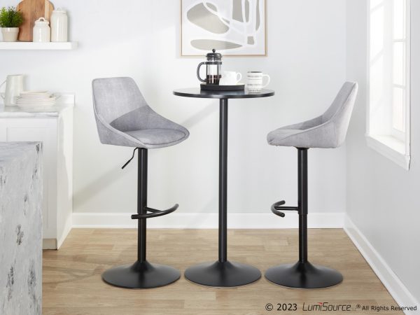 Diana Grey Corduroy Contemporary Adjustable Barstools Set of 2 2