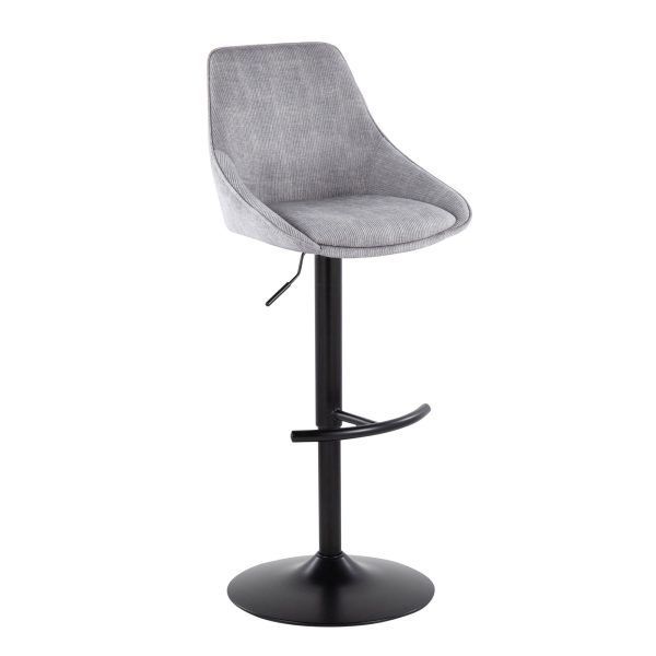 Diana Grey Corduroy Contemporary Adjustable Barstools Set of 2 4