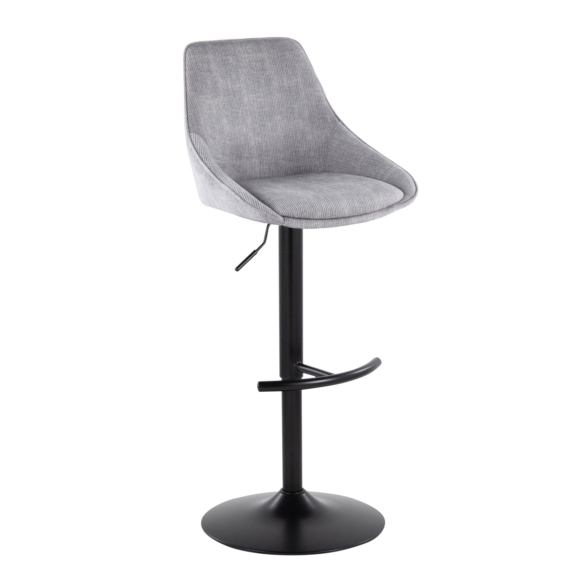 Diana Grey Corduroy Contemporary Adjustable Barstools (Set of 2) 5 Diana Grey Corduroy Contemporary Adjustable Barstools (Set of 2) - Image 5
