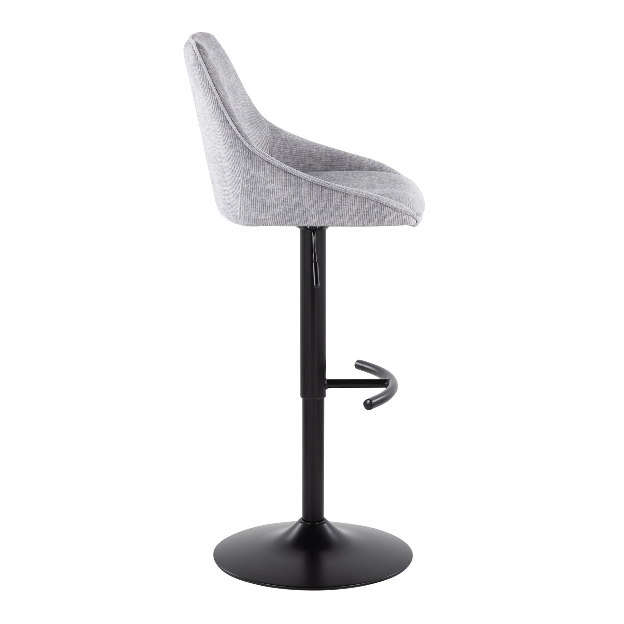 Diana Grey Corduroy Contemporary Adjustable Barstools (Set of 2) 6 Diana Grey Corduroy Contemporary Adjustable Barstools (Set of 2) - Image 6