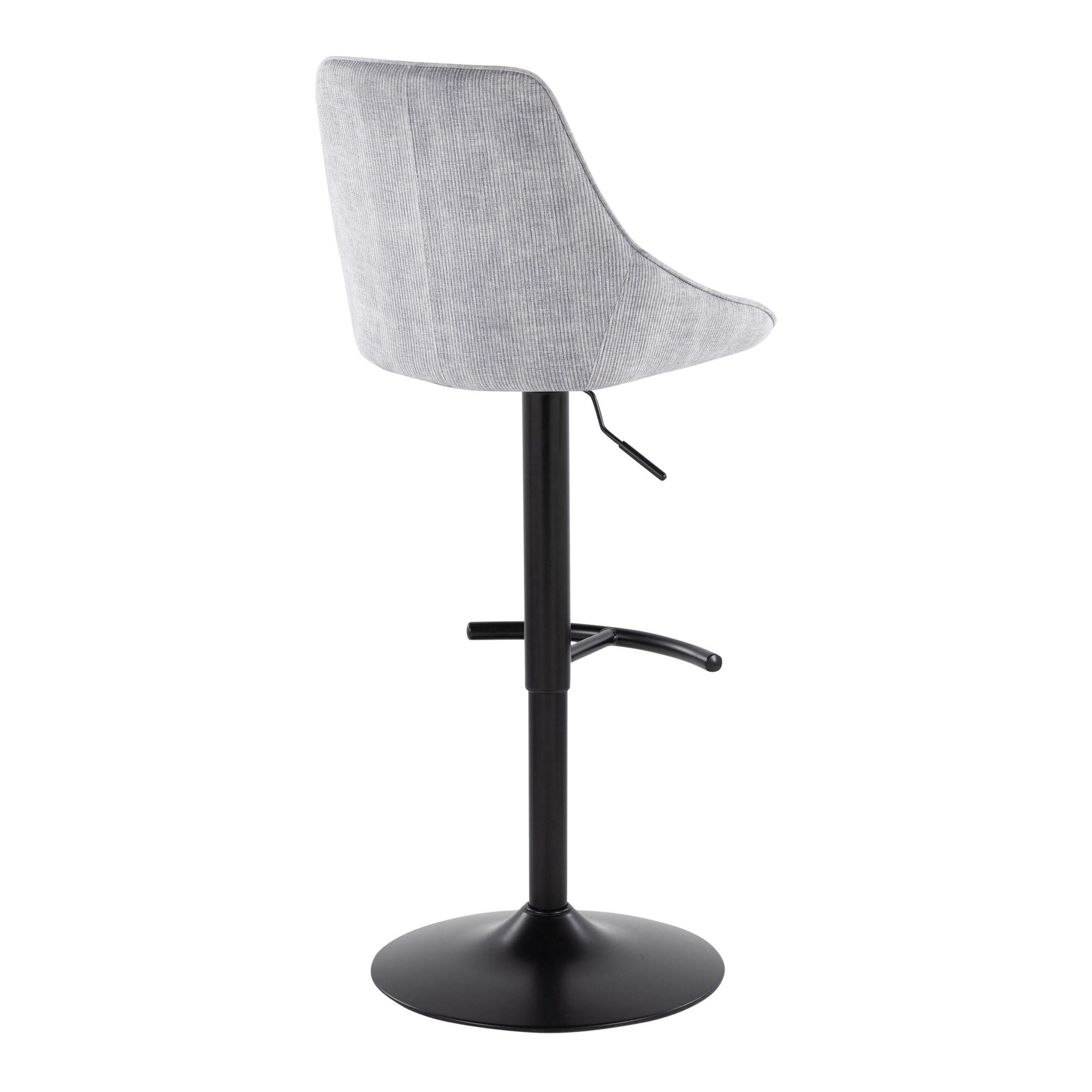 Diana Grey Corduroy Contemporary Adjustable Barstools (Set of 2) 7 Diana Grey Corduroy Contemporary Adjustable Barstools (Set of 2) - Image 7