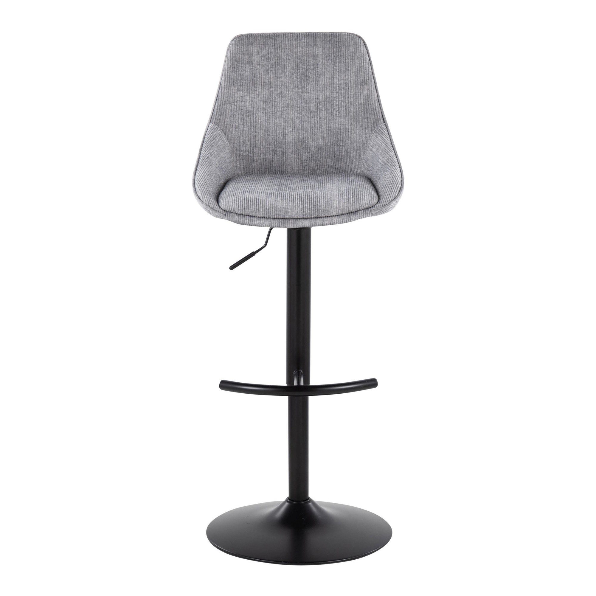 Diana Grey Corduroy Contemporary Adjustable Barstools (Set of 2) 9 Diana Grey Corduroy Contemporary Adjustable Barstools (Set of 2) - Image 9