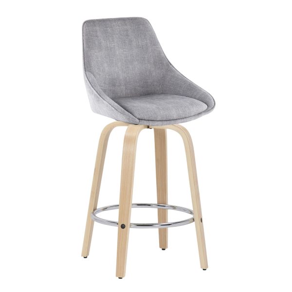 Diana Grey Corduroy Contemporary Counter Stools Set of 2 1