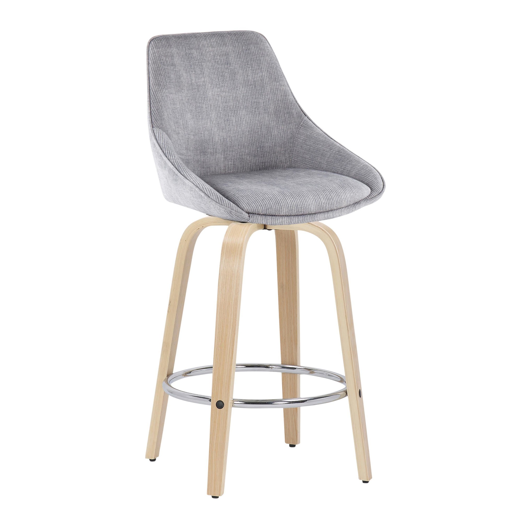 Diana Grey Corduroy Contemporary Counter Stools (Set of 2) 2 Diana Grey Corduroy Contemporary Counter Stools (Set of 2) - Image 2