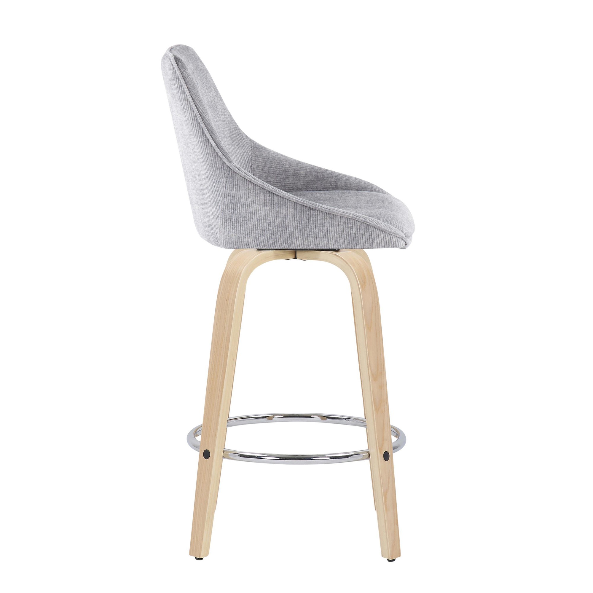 Diana Grey Corduroy Contemporary Counter Stools (Set of 2) 3 Diana Grey Corduroy Contemporary Counter Stools (Set of 2) - Image 3
