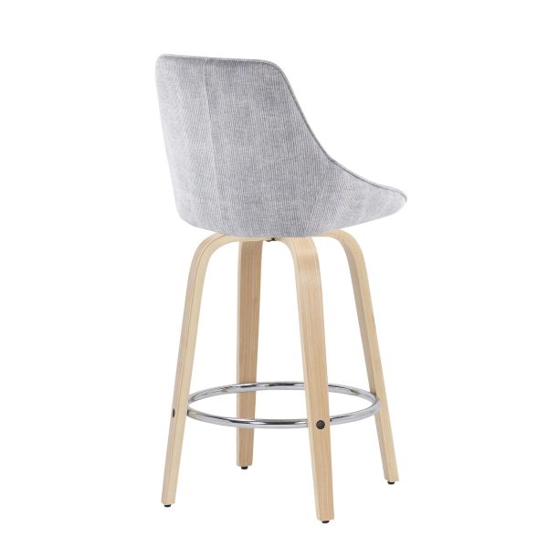 Diana Grey Corduroy Contemporary Counter Stools Set of 2 3