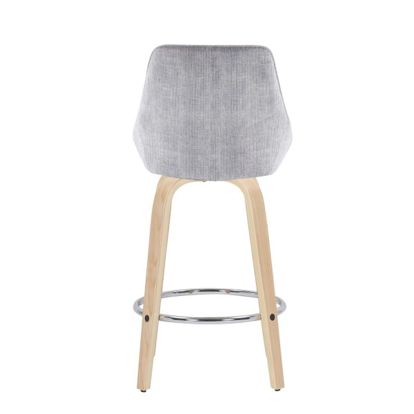 Diana Grey Corduroy Contemporary Counter Stools Set of 2 4