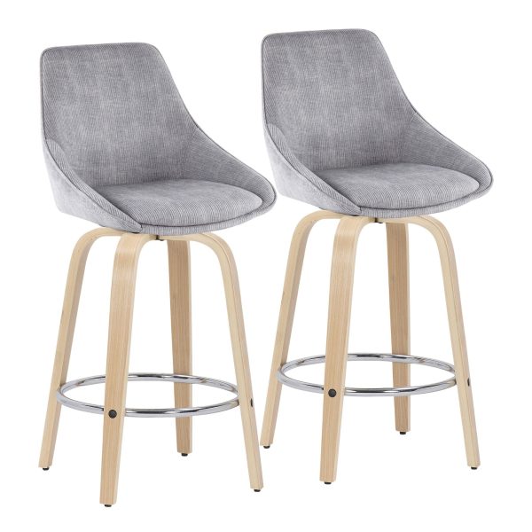 Diana Grey Corduroy Contemporary Counter Stools Set of 2