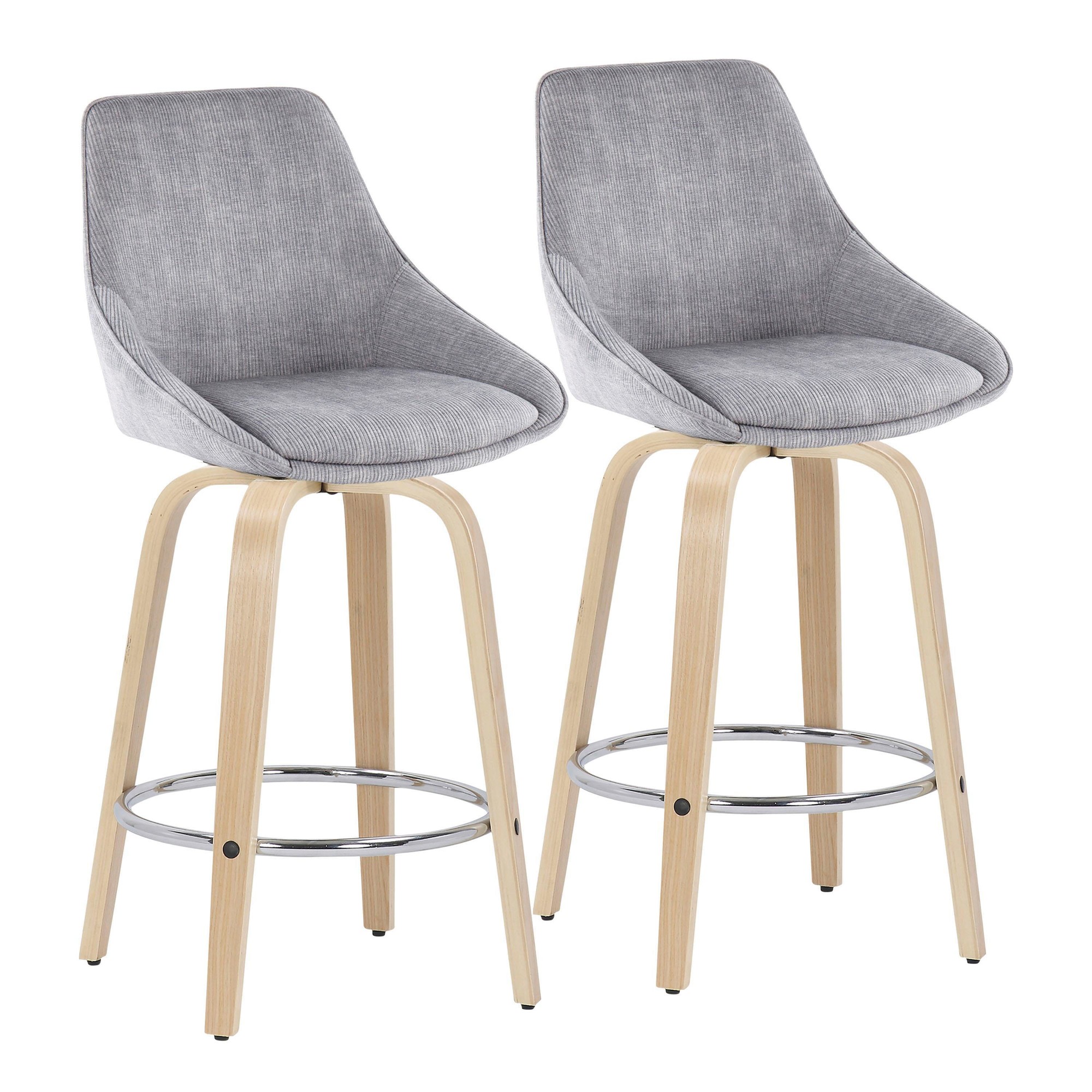 Diana Grey Corduroy Contemporary Counter Stools (Set of 2) 1 Diana Grey Corduroy Contemporary Counter Stools (Set of 2)