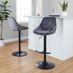 Diana Grey Velvet Contemporary Adjustable Swivel Barstool (Set of 2) 12 Diana Grey Velvet Contemporary Adjustable Swivel Barstool (Set of 2)