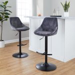 Diana Grey Velvet Contemporary Adjustable Swivel Barstool (Set of 2) 11 Diana Grey Velvet Contemporary Adjustable Swivel Barstool (Set of 2)