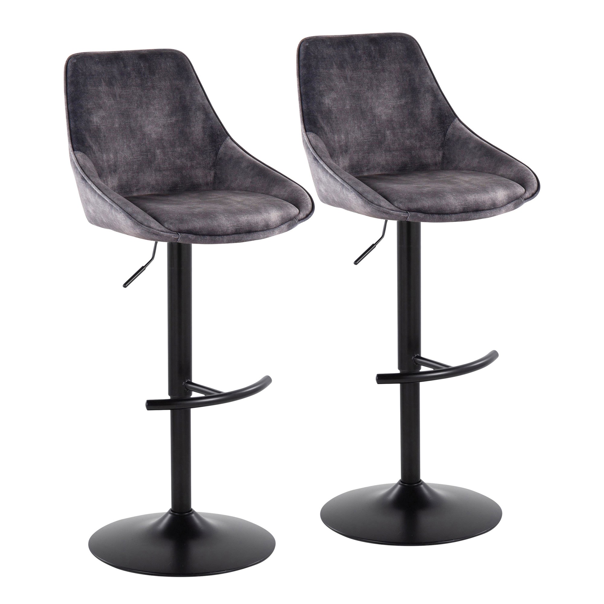 Diana Grey Velvet Contemporary Adjustable Swivel Barstool (Set of 2) 4 Diana Grey Velvet Contemporary Adjustable Swivel Barstool (Set of 2) - Image 4