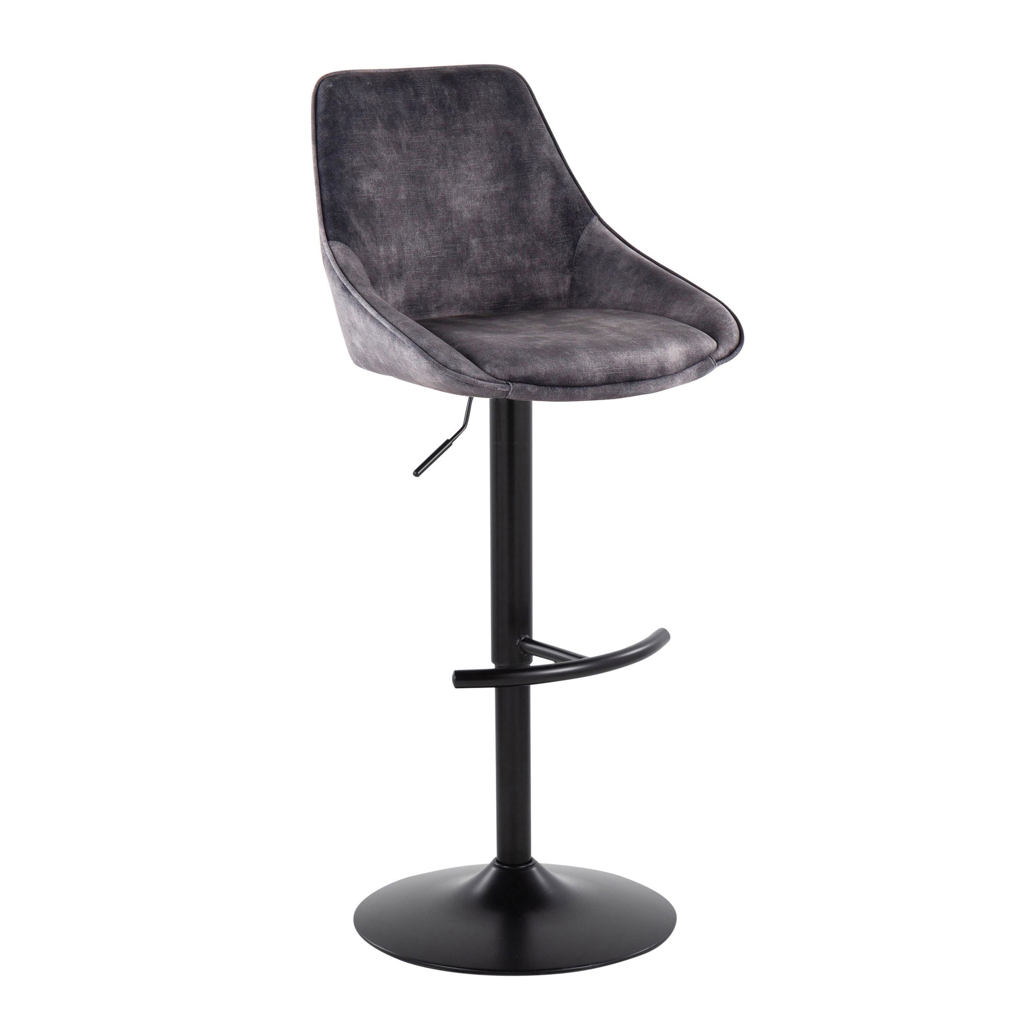 Diana Grey Velvet Contemporary Adjustable Swivel Barstool (Set of 2) 5 Diana Grey Velvet Contemporary Adjustable Swivel Barstool (Set of 2) - Image 5