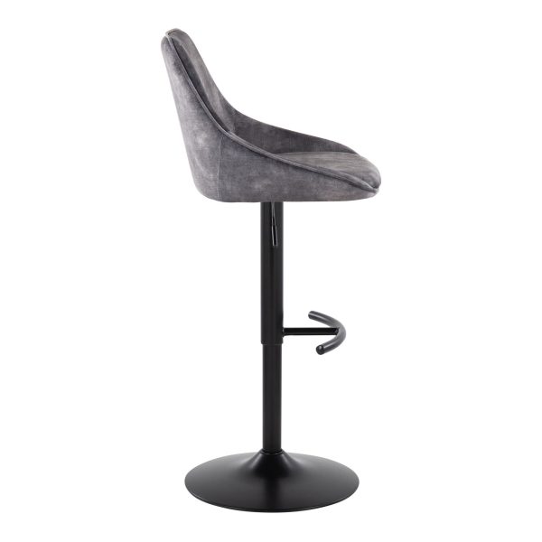 Diana Grey Velvet Contemporary Adjustable Swivel Barstool Set of 2 5
