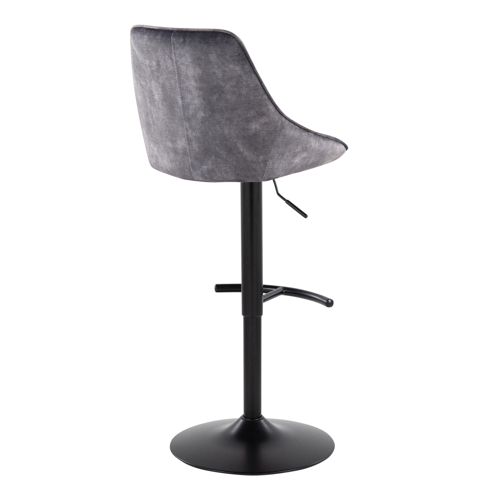 Diana Grey Velvet Contemporary Adjustable Swivel Barstool (Set of 2) 7 Diana Grey Velvet Contemporary Adjustable Swivel Barstool (Set of 2) - Image 7