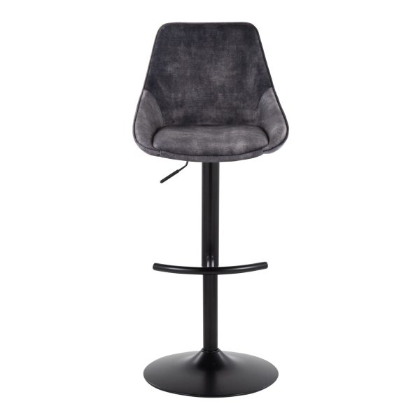 Diana Grey Velvet Contemporary Adjustable Swivel Barstool Set of 2 8