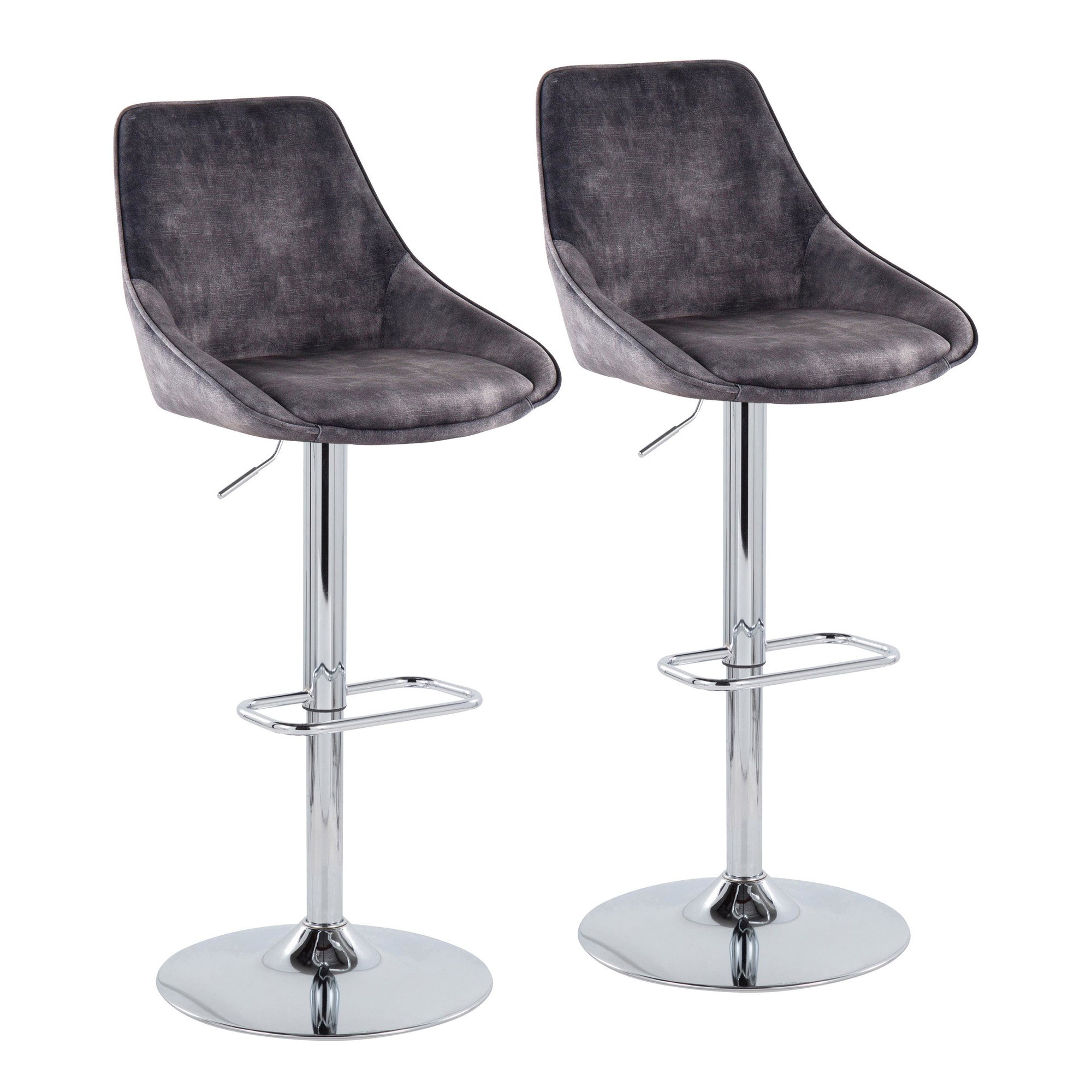 Diana Grey Velvet Contemporary Swivel Adjustable Barstools (Set of 2) 5 Diana Grey Velvet Contemporary Swivel Adjustable Barstools (Set of 2) - Image 5