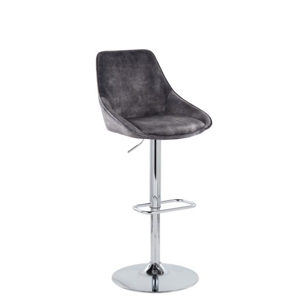 Diana Grey Velvet Contemporary Swivel Adjustable Barstools Set of 2 5