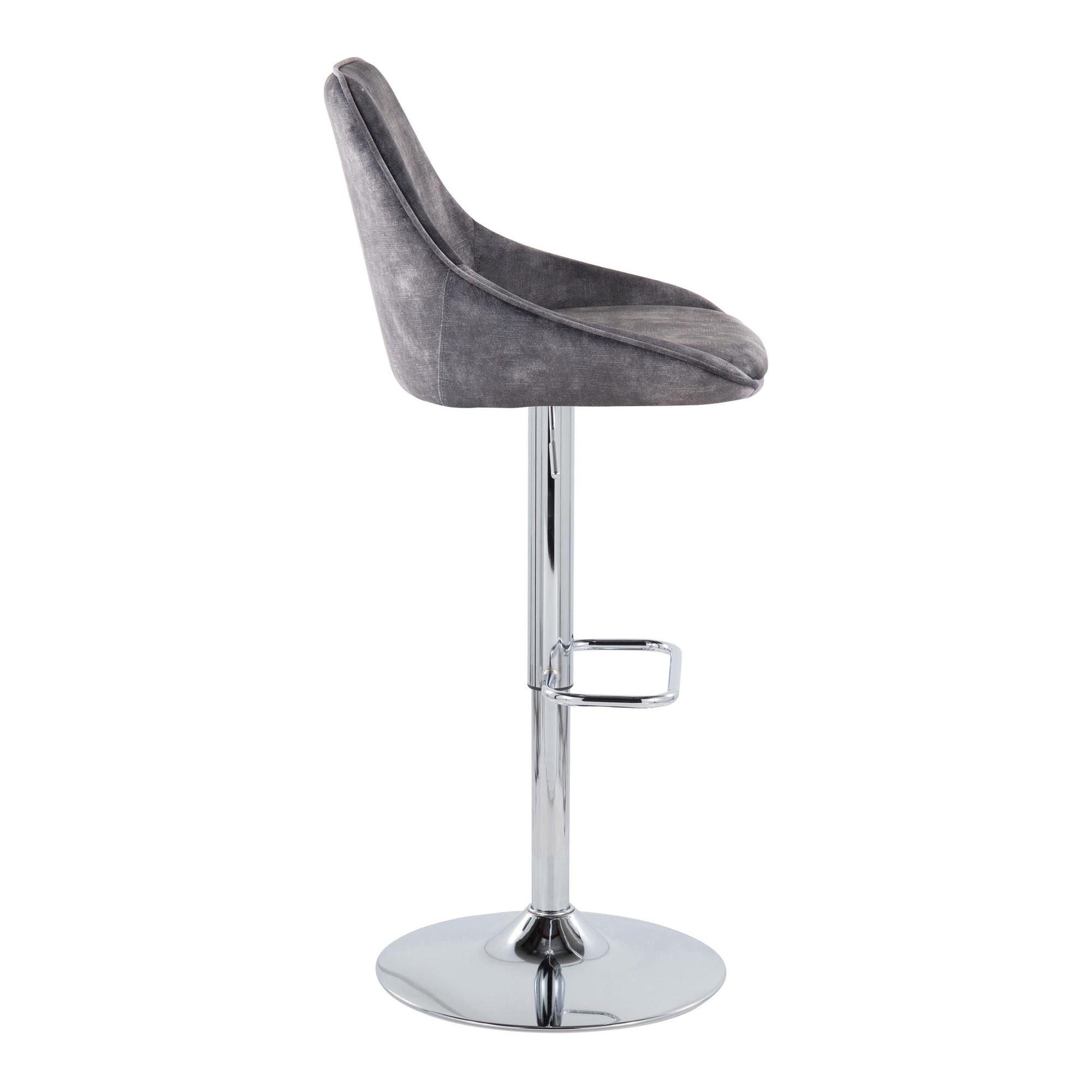 Diana Grey Velvet Contemporary Swivel Adjustable Barstools (Set of 2) 7 Diana Grey Velvet Contemporary Swivel Adjustable Barstools (Set of 2) - Image 7