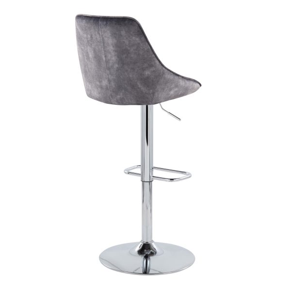 Diana Grey Velvet Contemporary Swivel Adjustable Barstools Set of 2 7